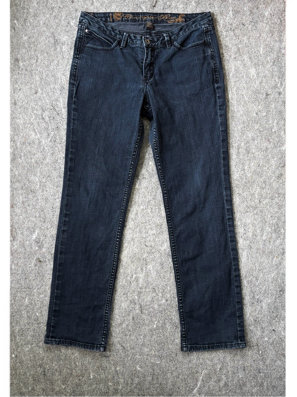 dark blue denim straight leg jeans by Christopher Blue